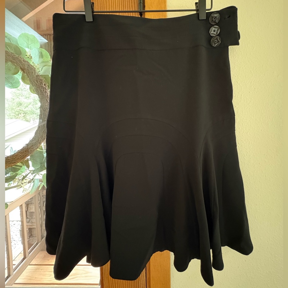Elevenses Black A-Line Skirt with Button Detail